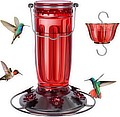 Red glass 16oz hummingbird feeder with 6 feeding ports ... at Amazon